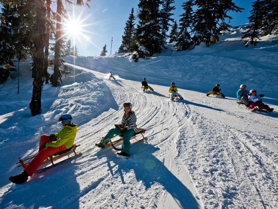 The perfect natural toboggan run in the sunlight