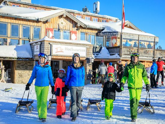 Toboggans in front of the Hochwurzenhütte