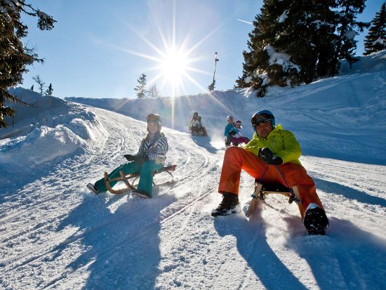 The perfect natural toboggan run in the sunlight