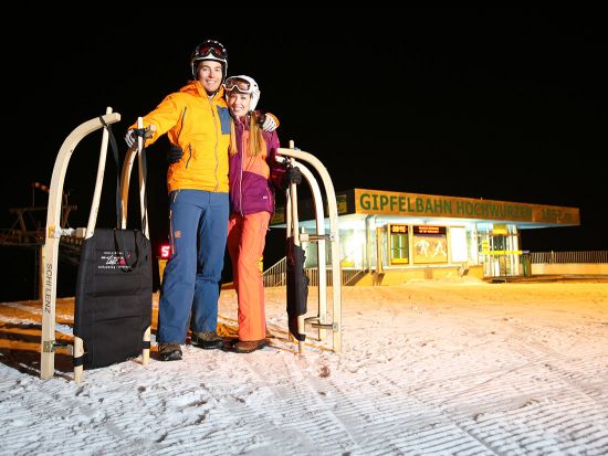 At the summit of the Hochwurzen, at the starting point of the natural toboggan run