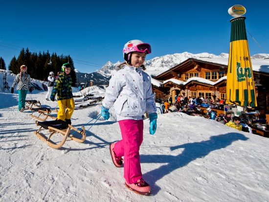 The last meters before the valley station of the summit lift Hochwurzen lead past the Tauernalm