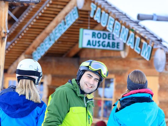 Day and night toboggan rental station at Tauernalm