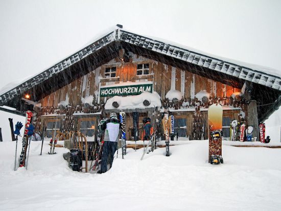 The Hochwurzenalm in snowfall