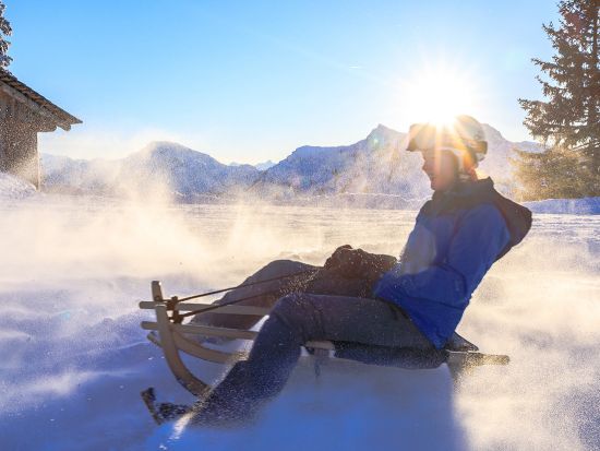 In the last sunlight on the toboggan run of the Hochwurzen