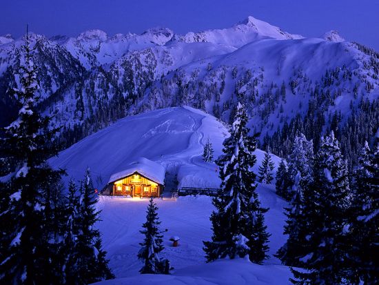 Idyllic Hochwurzenalm in the night
