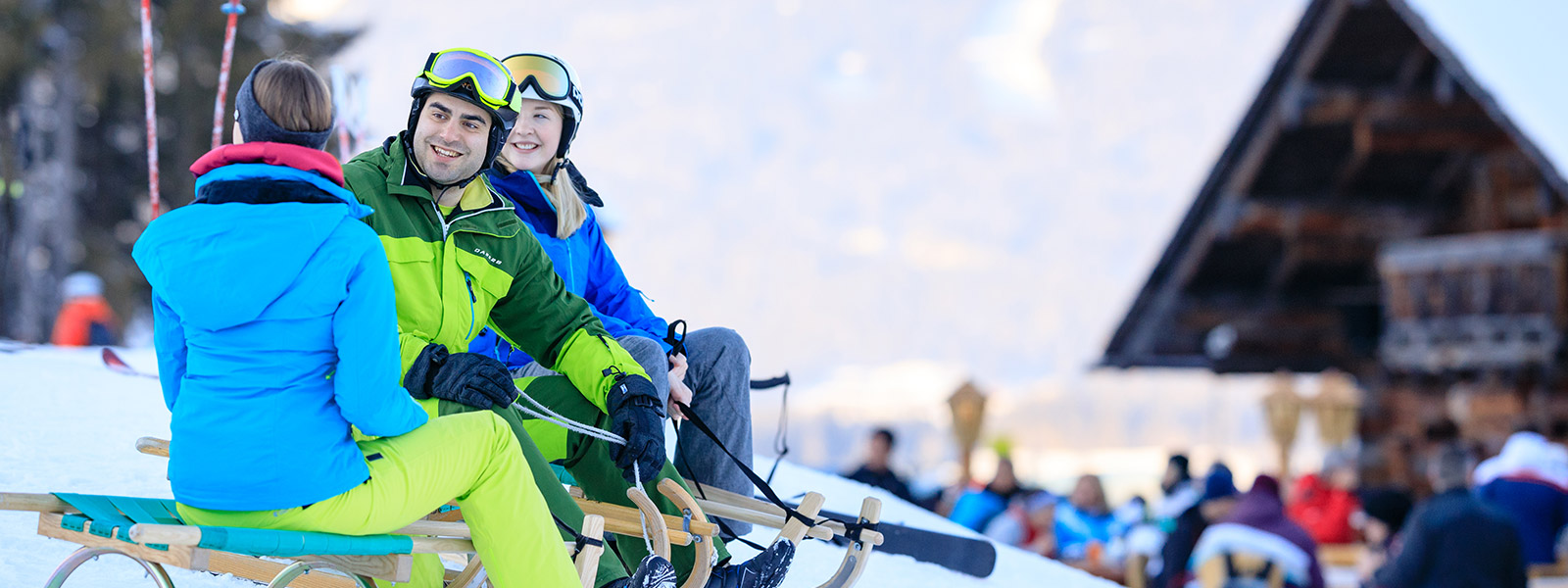 Enjoying the toboggan run with friends